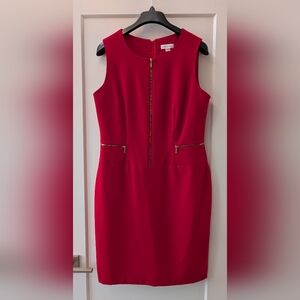 Calvin Klein Women's Red High Neck Dress with Gold Accents size 12